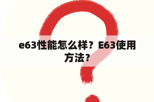 e63性能怎么样？E63使用方法？