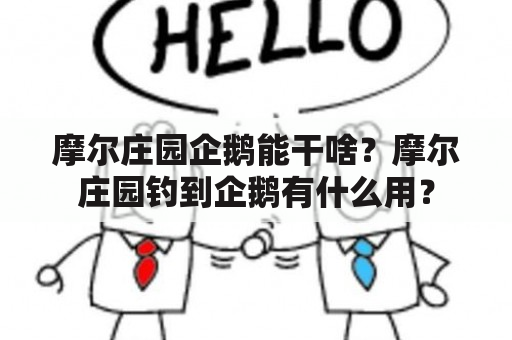 摩尔庄园企鹅能干啥？摩尔庄园钓到企鹅有什么用？