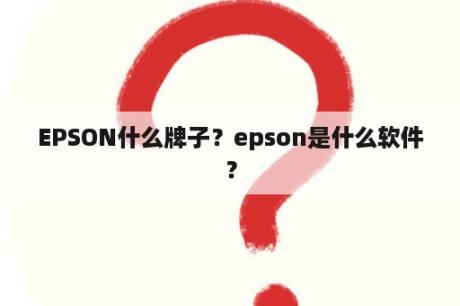 EPSON什么牌子？epson是什么软件？