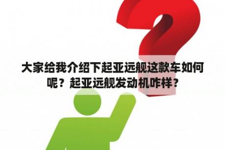 大家给我介绍下起亚远舰这款车如何呢？起亚远舰发动机咋样？