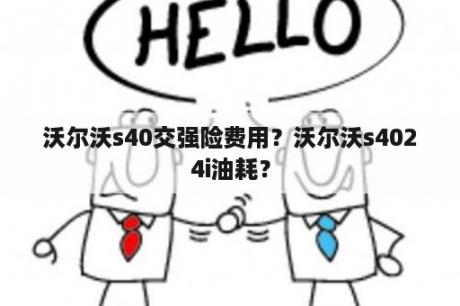 沃尔沃s40交强险费用？沃尔沃s4024i油耗？