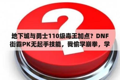 地下城与勇士110级毒王加点？DNF街霸PK无起手技能，我偷学崩拳，学几级就行？