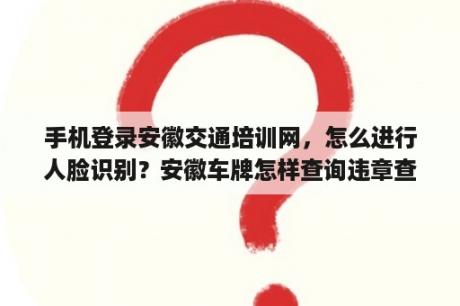 手机登录安徽交通培训网，怎么进行人脸识别？安徽车牌怎样查询违章查询？