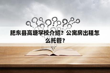 肥东县高塘学校介绍？公寓房出租怎么托管？