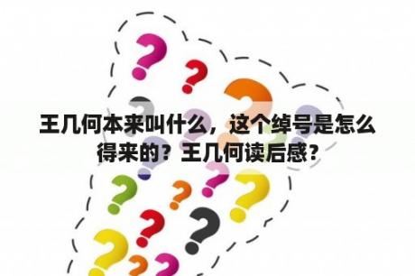 王几何本来叫什么，这个绰号是怎么得来的？王几何读后感？