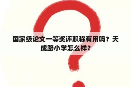 国家级论文一等奖评职称有用吗？天成路小学怎么样？