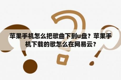 苹果手机怎么把歌曲下到u盘？苹果手机下载的歌怎么在网易云？