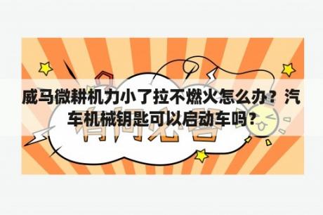 威马微耕机力小了拉不燃火怎么办？汽车机械钥匙可以启动车吗？