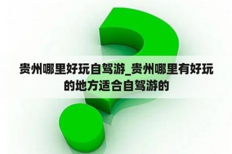 贵州哪里好玩自驾游_贵州哪里有好玩的地方适合自驾游的