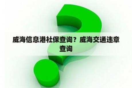 威海信息港社保查询？威海交通违章查询