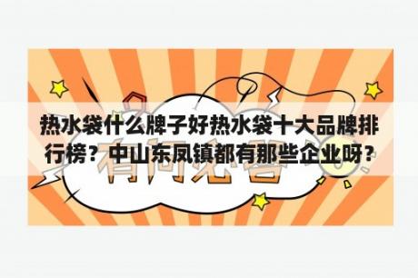 热水袋什么牌子好热水袋十大品牌排行榜？中山东凤镇都有那些企业呀？