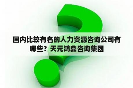 国内比较有名的人力资源咨询公司有哪些？天元鸿鼎咨询集团