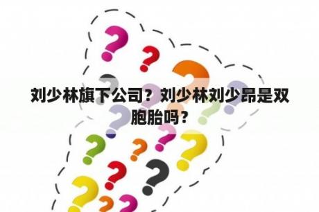 刘少林旗下公司？刘少林刘少昂是双胞胎吗？