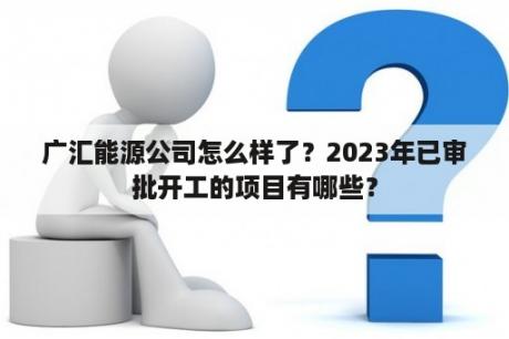 广汇能源公司怎么样了？2023年已审批开工的项目有哪些？