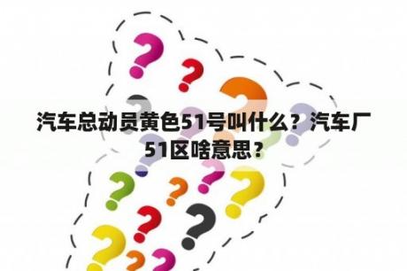 汽车总动员黄色51号叫什么？汽车厂51区啥意思？