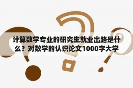 计算数学专业的研究生就业出路是什么？对数学的认识论文1000字大学