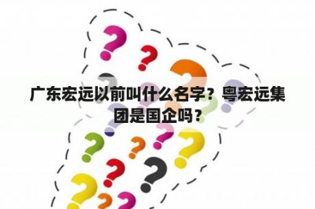 广东宏远以前叫什么名字？粤宏远集团是国企吗？