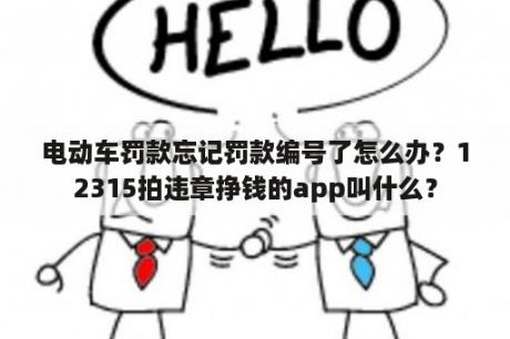 电动车罚款忘记罚款编号了怎么办？12315拍违章挣钱的app叫什么？