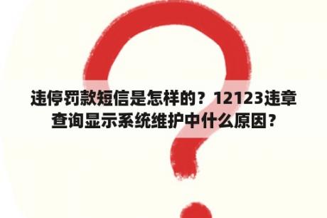 违停罚款短信是怎样的？12123违章查询显示系统维护中什么原因？