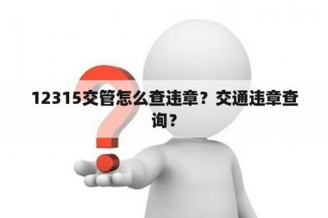 12315交管怎么查违章？交通违章查询？