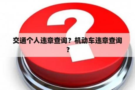 交通个人违章查询？机动车违章查询？