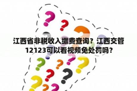 江西省非税收入缴费查询？江西交管12123可以看视频免处罚吗？