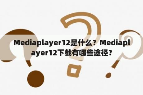 Mediaplayer12是什么？Mediaplayer12下载有哪些途径？