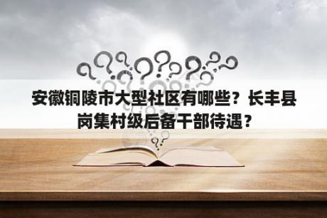 安徽铜陵市大型社区有哪些？长丰县岗集村级后备干部待遇？