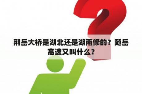 荆岳大桥是湖北还是湖南修的？随岳高速又叫什么？