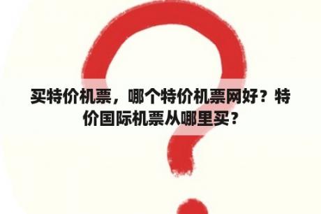 买特价机票，哪个特价机票网好？特价国际机票从哪里买？