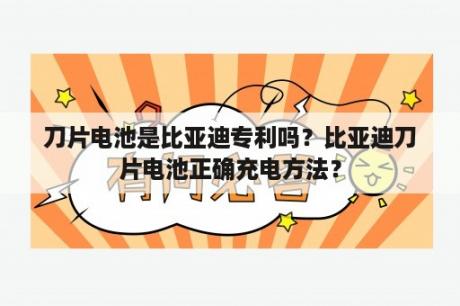 刀片电池是比亚迪专利吗？比亚迪刀片电池正确充电方法？