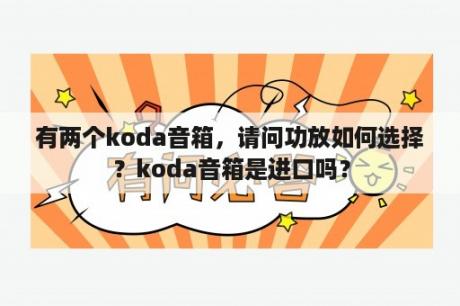 有两个koda音箱，请问功放如何选择？koda音箱是进口吗？