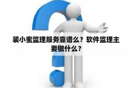 装小蜜监理服务靠谱么？软件监理主要做什么？