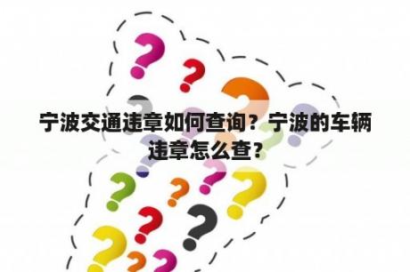 宁波交通违章如何查询？宁波的车辆违章怎么查？