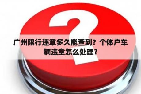 广州限行违章多久能查到？个体户车辆违章怎么处理？