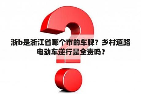 浙b是浙江省哪个市的车牌？乡村道路电动车逆行是全责吗？