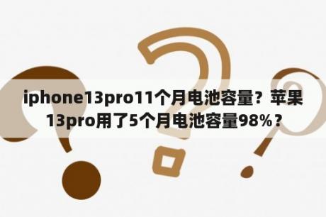 iphone13pro11个月电池容量？苹果13pro用了5个月电池容量98%？