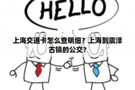 上海交通卡怎么查明细？上海到震泽古镇的公交？