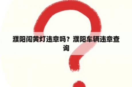 濮阳闯黄灯违章吗？濮阳车辆违章查询