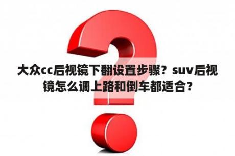 大众cc后视镜下翻设置步骤？suv后视镜怎么调上路和倒车都适合？