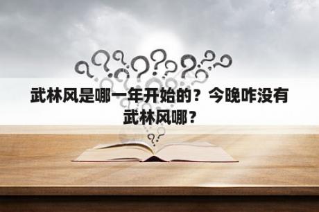 武林风是哪一年开始的？今晚咋没有武林风哪？