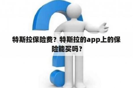 特斯拉保险费？特斯拉的app上的保险能买吗？