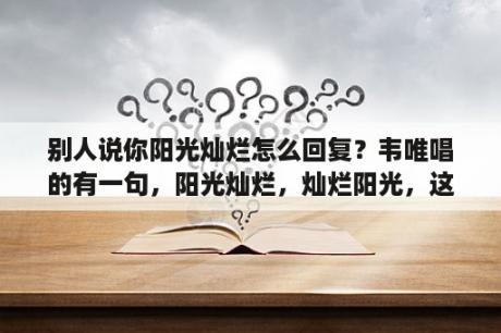 别人说你阳光灿烂怎么回复？韦唯唱的有一句，阳光灿烂，灿烂阳光，这歌叫什么？