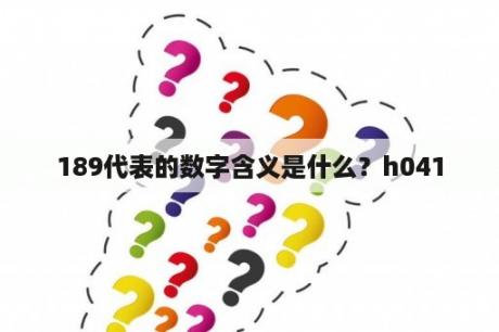 189代表的数字含义是什么？h041