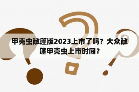 甲壳虫敞篷版2023上市了吗？大众敞篷甲壳虫上市时间？