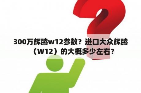 300万辉腾w12参数？进口大众辉腾（W12）的大概多少左右？