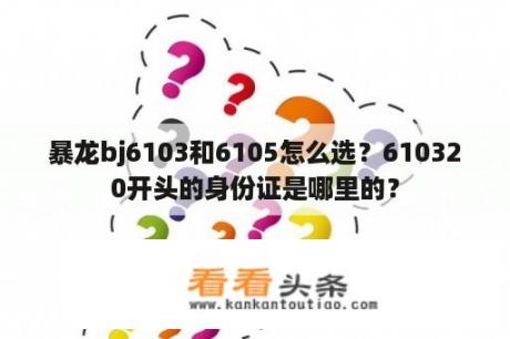 暴龙bj6103和6105怎么选？610320开头的身份证是哪里的？