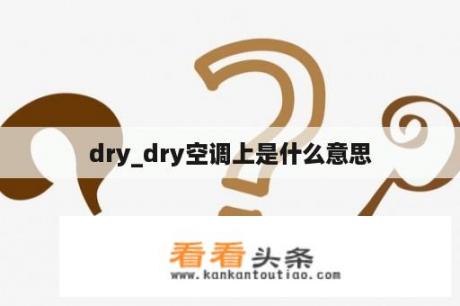 dry_dry空调上是什么意思