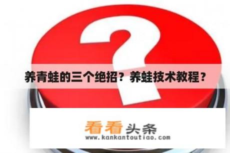 养青蛙的三个绝招？养蛙技术教程？