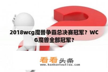 2018wcg魔兽争霸总决赛冠军？WCG魔兽全部冠军？